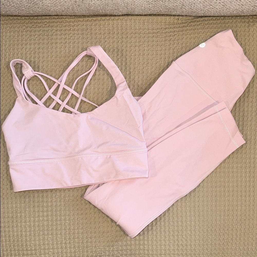 Lululemon Athletica Blush Pink Sports Bra and leggings - set